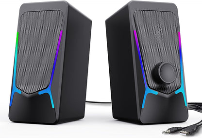 ROSON Computer Speakers, Gaming PC Speakers with Enhanced Bass and Volume Contro