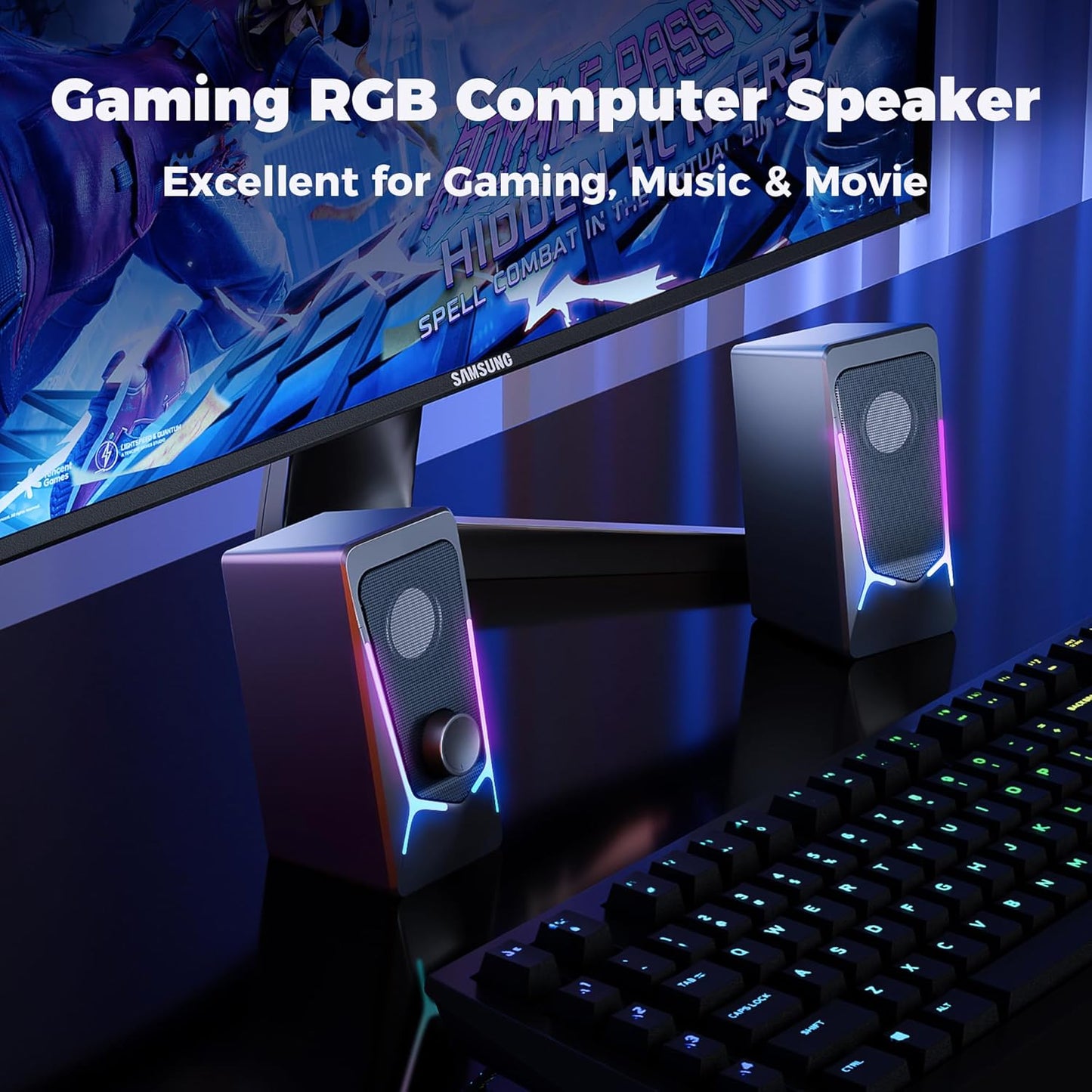 ROSON Computer Speakers, Gaming PC Speakers with Enhanced Bass and Volume Contro
