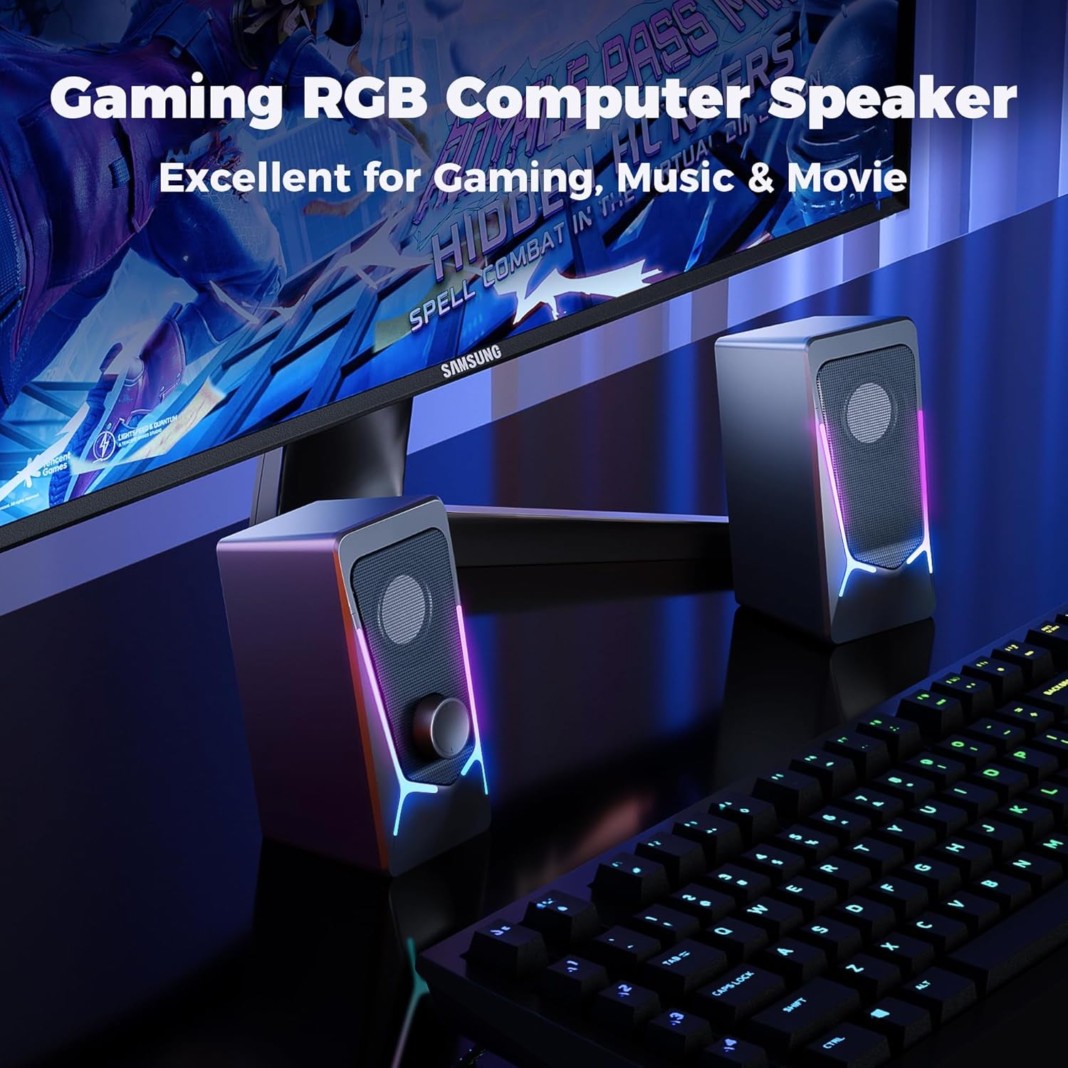 ROSON Computer Speakers, Gaming PC Speakers with Enhanced Bass and Volume Contro